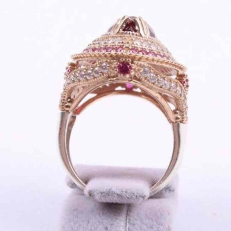Women Fashion Inlaid Chamfered Rectangle Amethyst Princess Ring Ladies Big  Stone Rings Hollow Rings Jewelry | Wish