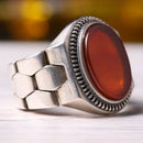 Handmade 925 Sterling Silver Clock Style Agate Aqeeq Stone Mens Ring silverbazaaristanbul 