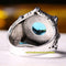 Handmade 925 Sterling Silver Dark Color Aquamarine Stone Mens Ring silverbazaaristanbul 