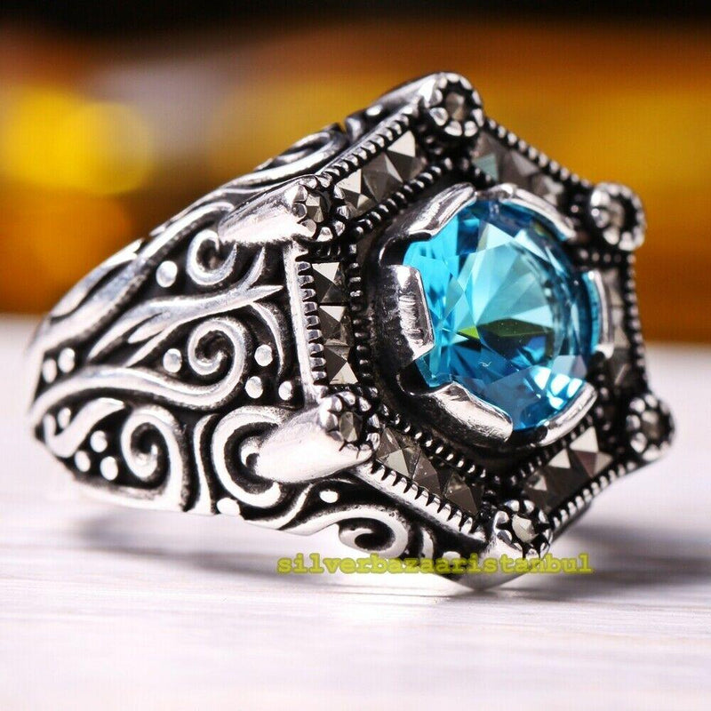 925 sterling silver aquamarine rings cheap