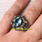 Handmade 925 Sterling Silver Dark Color Aquamarine Stone Mens Ring silverbazaaristanbul 