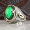 Handmade 925 Sterling Silver Drop Emerald Stone Mens Ring silverbazaaristanbul 