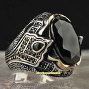 Handmade 925 Sterling Silver Fit Onyx Vintage Mens Ring silverbazaaristanbul 
