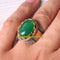Handmade 925 Sterling Silver Green Emerald and Aqeeq Stone Mens Ring silverbazaaristanbul 