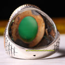 Handmade 925 Sterling Silver Green Emerald and Aqeeq Stone Mens Ring silverbazaaristanbul 
