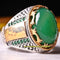 Handmade 925 Sterling Silver Green Emerald and Aqeeq Stone Mens Ring silverbazaaristanbul 