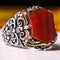 Handmade 925 Sterling Silver Hexagon Red Agate Aqeeq Stone Mens Ring silverbazaaristanbul 