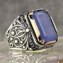 Handmade 925 Sterling Silver Natural Purple Agate Aqeeq Mens Ring silverbazaaristanbul 