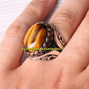 Handmade 925 Sterling Silver Natural Tigers Eye Stone Mens Ring silverbazaaristanbul 