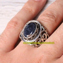 Handmade 925 Sterling Silver Original Blue Sapphire Stone Mens Ring silverbazaaristanbul 