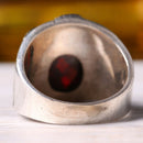 Handmade 925 Sterling Silver Ottaman Eagle Ruby Stone Mens Ring silverbazaaristanbul 