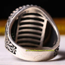 Handmade 925 Sterling Silver Oval Green Emerald Stone Mens Ring silverbazaaristanbul 