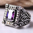 Handmade 925 Sterling Silver Purple Amethyst Stone Men Ring silverbazaaristanbul 