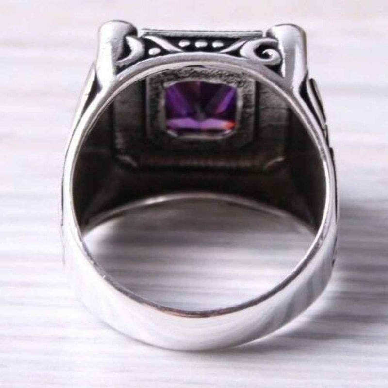 Handmade 925 Sterling Silver Purple Amethyst Stone Men Ring silverbazaaristanbul 