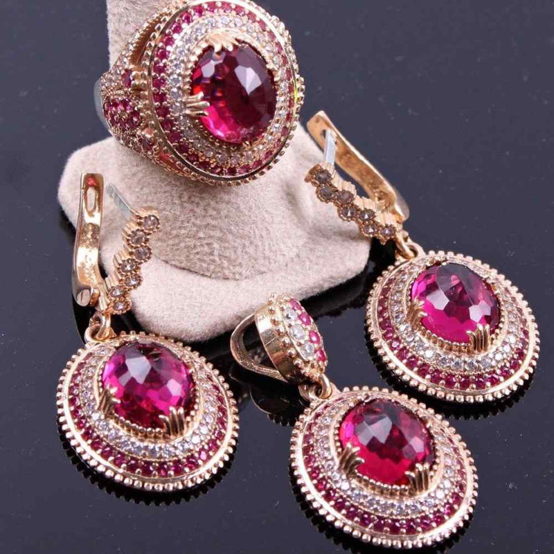 Handmade 925 Sterling Silver Ruby Stone Ladies Womens Set silverbazaaristanbul 