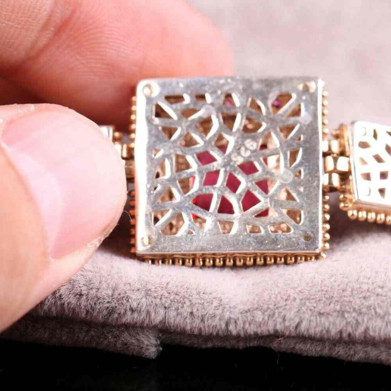 Handmade 925 Sterling Silver Ruby Stone Lady Women Bracelet silverbazaaristanbul 