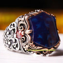 Handmade 925 Sterling Silver Sapphire and Ruby Stone Mens Ring silverbazaaristanbul 