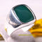 Handmade 925 Sterling Silver Simple Green Emerald Mens Ring silverbazaaristanbul 