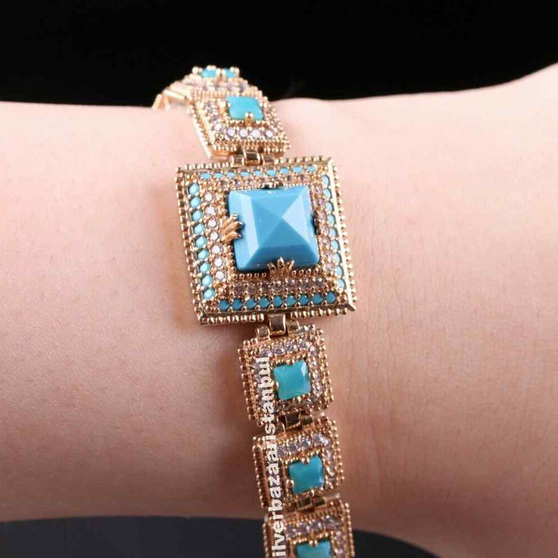 Handmade 925 Sterling Silver Turquoise Stone Lady Women Bracelet silverbazaaristanbul 