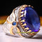 Handmade 925 Sterling Winding Shape Blue Sapphire Stone Mens Ring silverbazaaristanbul 