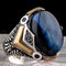 Handmade Blue Tigers Eye Elegant Design 925 Sterling Silver Mens Ring silverbazaaristanbul 