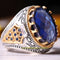 Handmade Deep Blue Sapphire Stone 925 Sterling Silver Mens Ring silverbazaaristanbul 