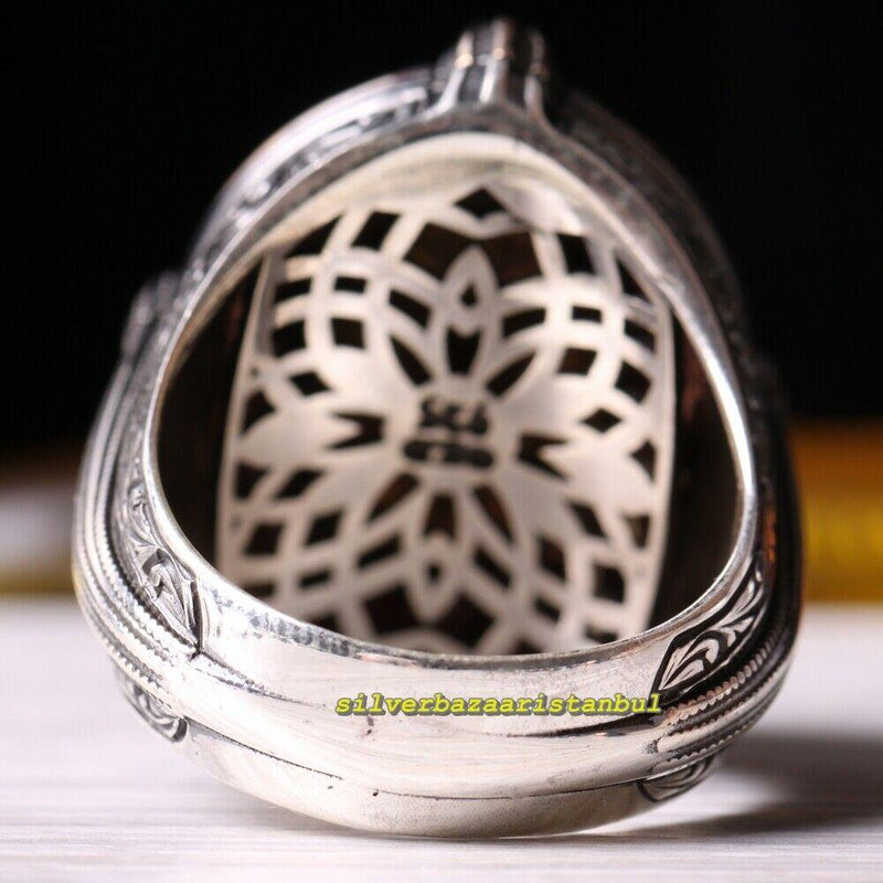 Handmade Islamic 925 Sterling Silver Mosque Design Mens Ring silverbazaaristanbul 