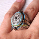 Handmade Islamic Mosque 925 Sterling Silver Turquoise Stone Mens Ring silverbazaaristanbul 