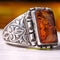 Handmade Natural Baltic Orange Amber 925 Sterling Silver Mens Ring silverbazaaristanbul 