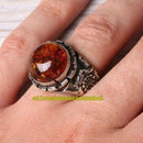 Handmade Natural Orange Amber Stone 925 Sterling Silver Mens Ring silverbazaaristanbul 