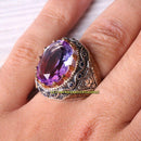 Handsome Tourmaline and Sapphire 925 Sterling Silver Mens Ring silverbazaaristanbul 