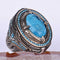 Heavy and Elegant 925 Sterling Silver Natural Aquamarine Stone Mens Ring silverbazaaristanbul 