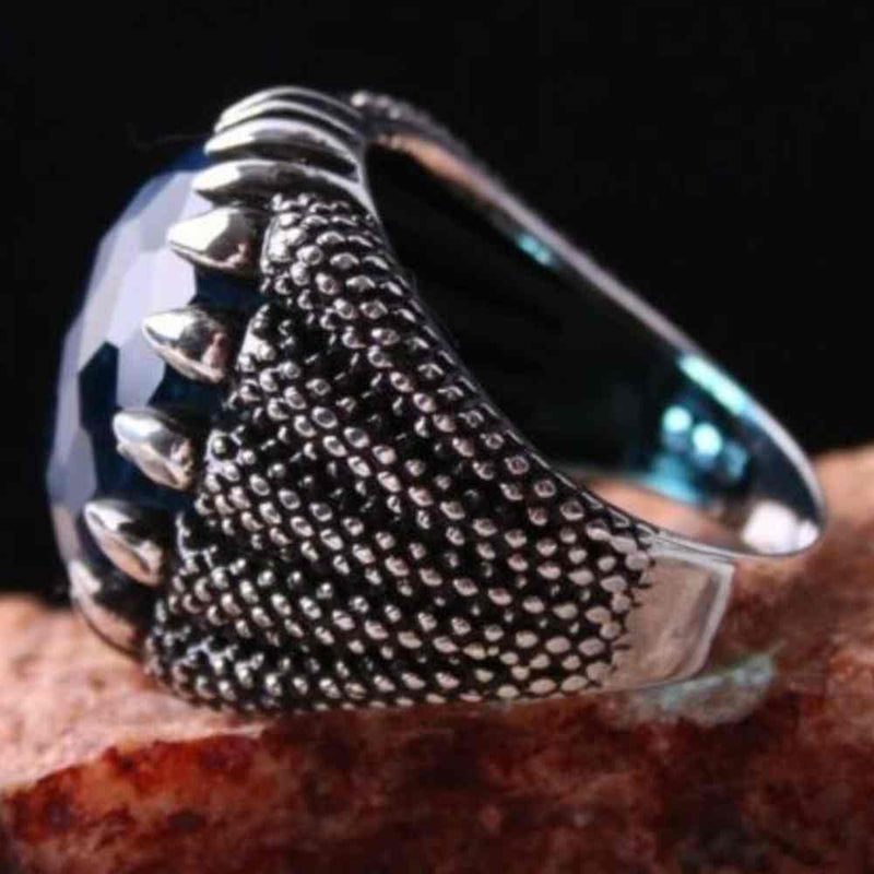 Heavy Blue 925 Sterling Silver Aquamarine Stone Mens Ring silverbazaaristanbul 
