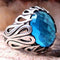 Heavy Blue 925 Sterling Silver Aquamarine Stone Mens Ring silverbazaaristanbul 