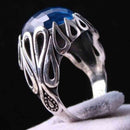 Heavy Blue 925 Sterling Silver Aquamarine Stone Mens Ring silverbazaaristanbul 