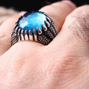 Heavy Blue 925 Sterling Silver Aquamarine Stone Mens Ring silverbazaaristanbul 