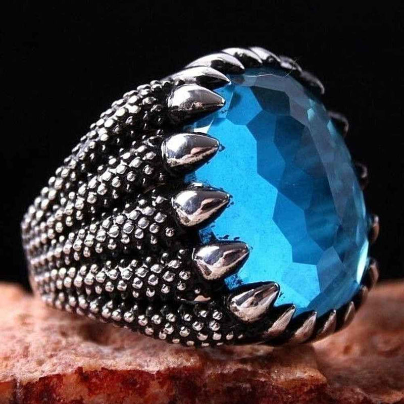 Heavy Blue 925 Sterling Silver Aquamarine Stone Mens Ring silverbazaaristanbul 