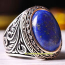 Heavy Lapis Stone Handmade 925 Sterling Silver Turkish Mens Ring silverbazaaristanbul 