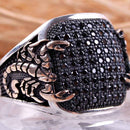 Heavy Scorpion Onyx Stone 925 Sterling Silver Black Mens Ring silverbazaaristanbul 