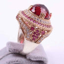 Hurrem 925 Sterling Silver Round Ruby Stone Women Ring silverbazaaristanbul 