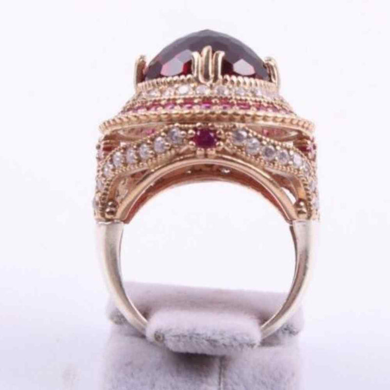 Hurrem 925 Sterling Silver Round Ruby Stone Women Ring silverbazaaristanbul 