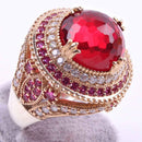 Hurrem 925 Sterling Silver Round Ruby Stone Women Ring silverbazaaristanbul 