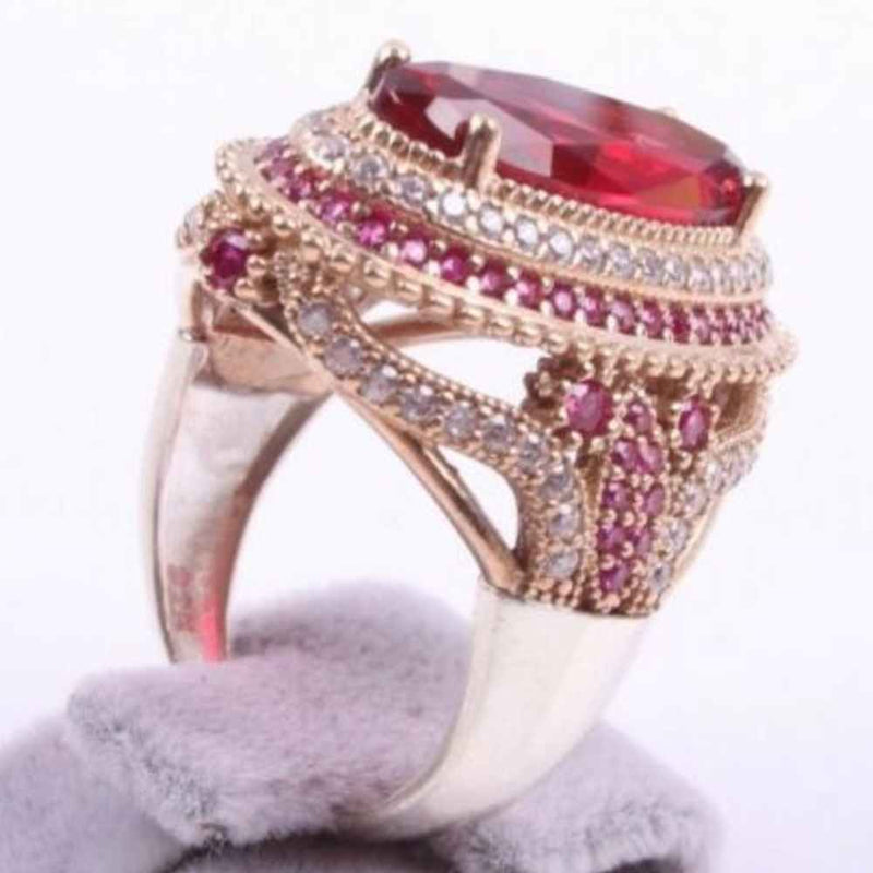 Hurrem 925 Sterling Silver Ruby Stone Luxury Ladies Ring silverbazaaristanbul 