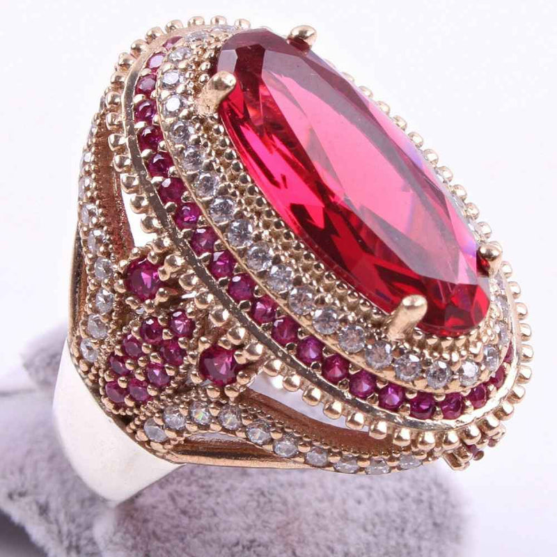 Hurrem 925 Sterling Silver Ruby Stone Luxury Ladies Ring silverbazaaristanbul 
