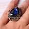 Islamic Mosque Blue Sapphire Stone Heavy 925 Sterling Silver Mens Ring silverbazaaristanbul 