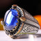 Islamic Mosque Blue Sapphire Stone Heavy 925 Sterling Silver Mens Ring silverbazaaristanbul 