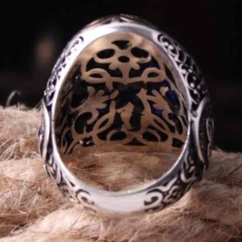 Jewelry 925 Sterling Silver Blue Sapphire Mens Heavy Ring silverbazaaristanbul 