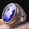 Jewelry 925 Sterling Silver Blue Sapphire Stone Mens Ring silverbazaaristanbul 
