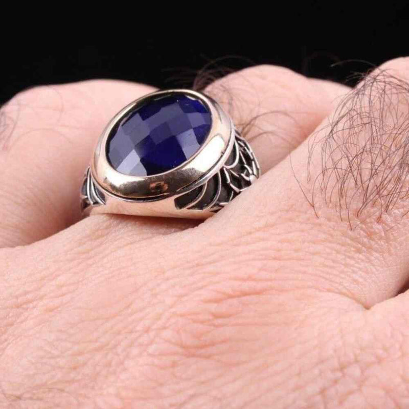Jewelry 925 Sterling Silver Spider Blue Sapphire Mens Ring silverbazaaristanbul 