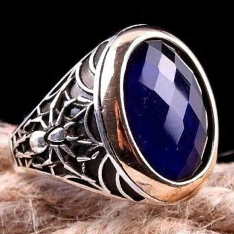Jewelry 925 Sterling Silver Spider Blue Sapphire Mens Ring silverbazaaristanbul 